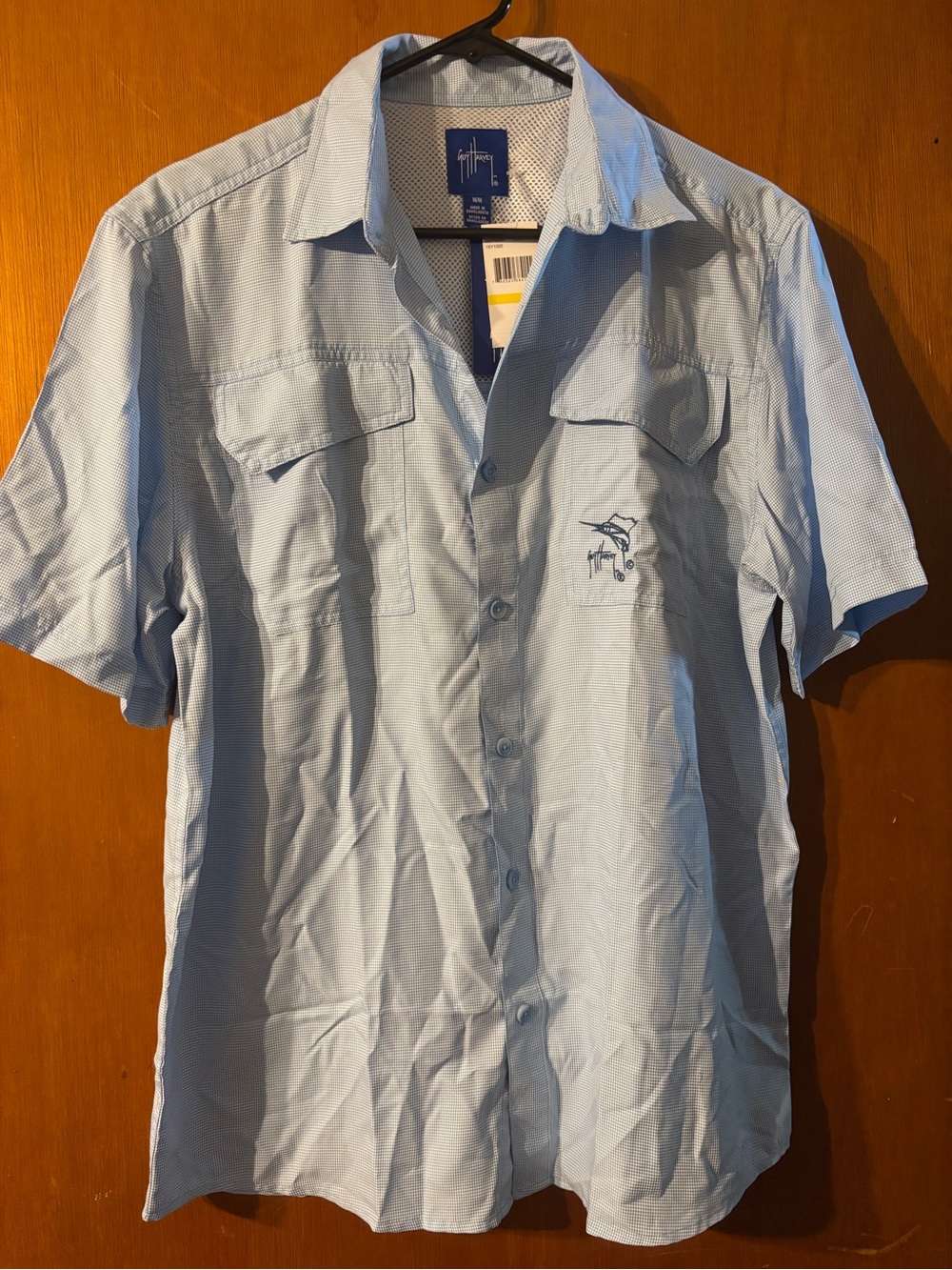 Guy Harvey Light Blue Short-Sleeve Button-Down Shirt